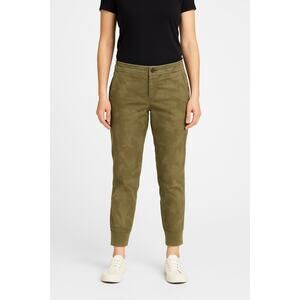 Prana Size 12 Camo Pants Olive Green Cotton Blend Ribbed Cuff Joggers